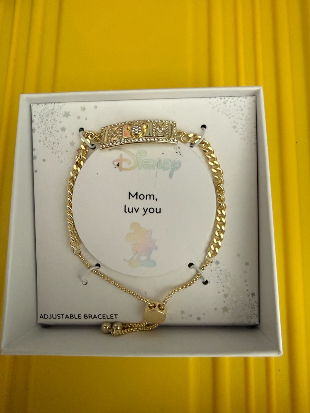 Disney Gold Crystal "Mom" Adjustable Bracelet